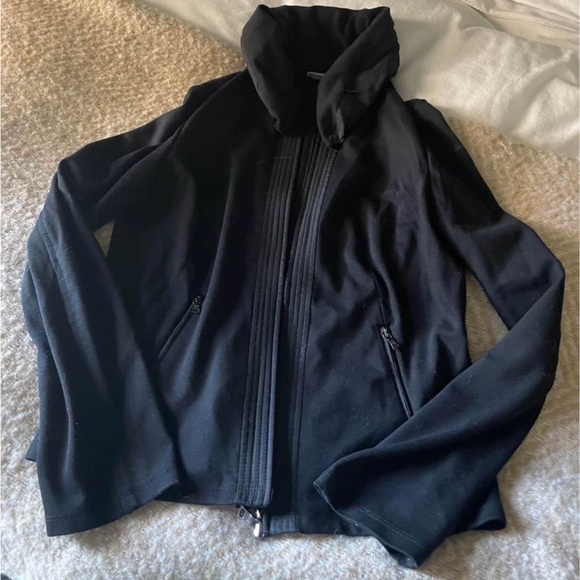 Ann Taylor jacket in clack with zip up hood. Lightweight material yet warm. - Picture 2 of 2